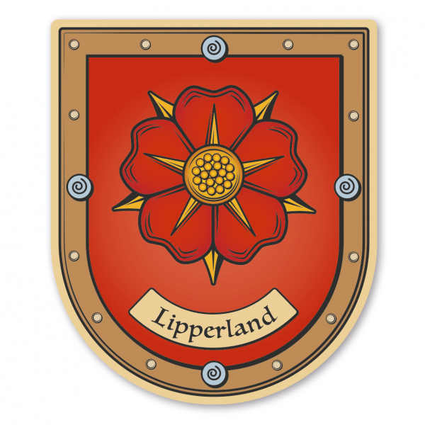 Maibaumschild / Zunftwappen Lipperland - Lippische Rose - Kreis Lippe - mit Namen oder Ihrem Wunschtext - Wappen B