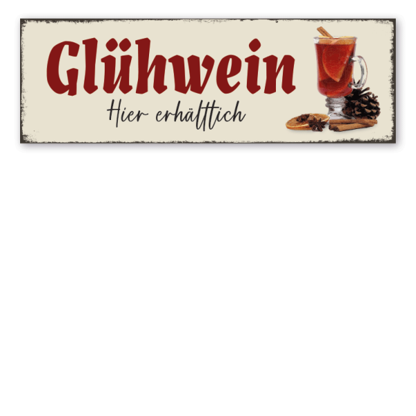 Verkaufsschild Glühwein in Retro-Ausführung in Retroausführung