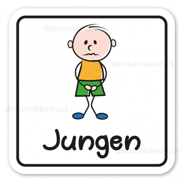 Schild für Kindertoiletten - mit Symbol Junge in Not