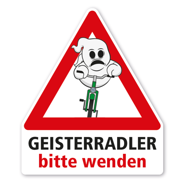 Warnschild Achtung - Geisterradler bitte wenden - mit Verkehrszeichen - VZ-K-156