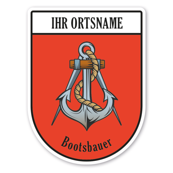 Maibaumschild / Zunftwappen Bootsbauer mit Zunftnamen, Ortsnamen oder Ihrem Wunschtext - Wappen BL