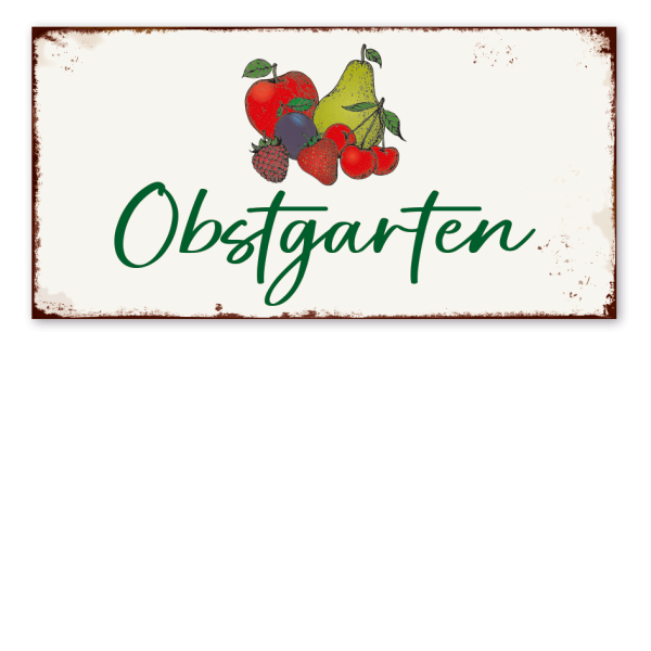 Retroschild Obstgarten