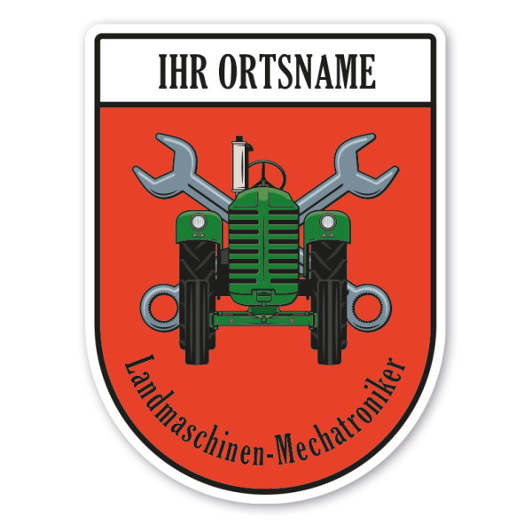 Maibaumschild / Zunftwappen Landmaschinen-Mechatroniker - Landmaschinen-Mechaniker mit Zunftnamen, Ortsnamen oder Ihrem Wunschtext - Wappen BL