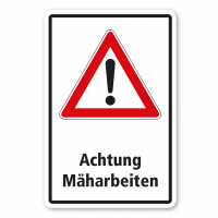 Hinweisschild Achtung Mäharbeiten - Kombi Hinweisschild Achtung Mäharbeiten - Kombi