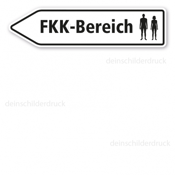 Pfeilschild / Pfeilwegweiser FKK-Bereich - mit Symbol