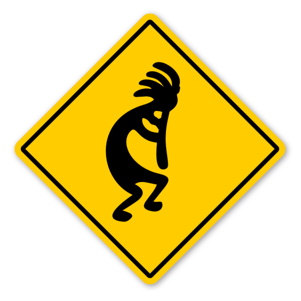 Warnschild Achtung Kokopelli - Flötenspieler