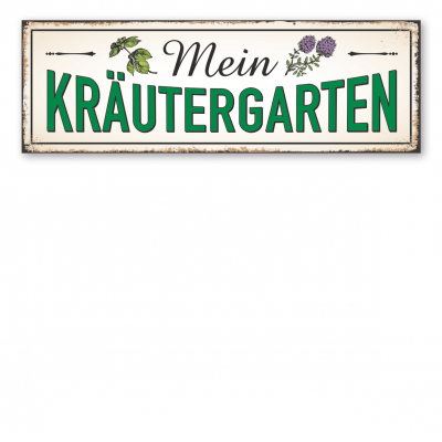Florales Vintage-Schild / Retro - Kräuterschild Meine Kräuter - mit