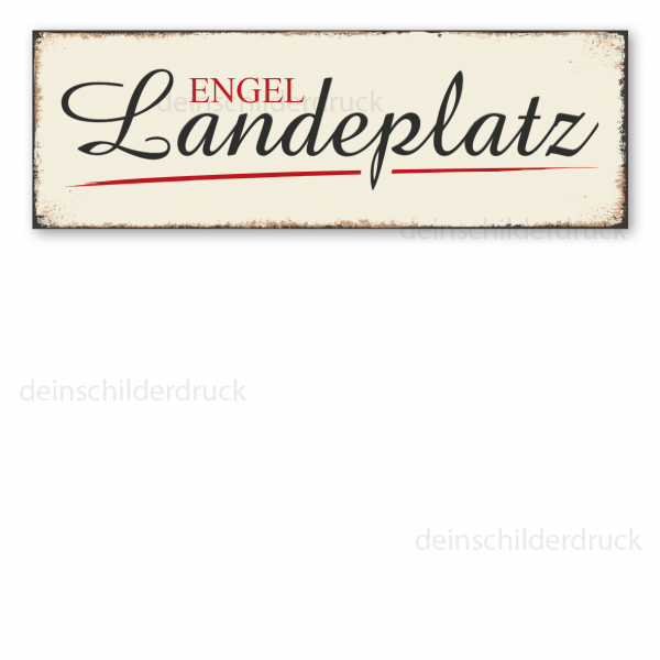 Retro Schild Engel-Landeplatz 01