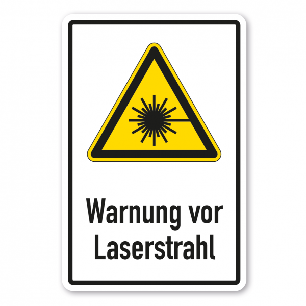 Warnschild Warnung vor Laserstrahl - Kombi - ISO 7010 - W004-K