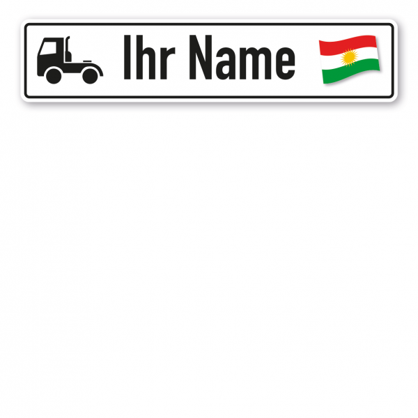 Truck / LKW - Schild mit Wunschtext und Landesflagge - Kurdistan