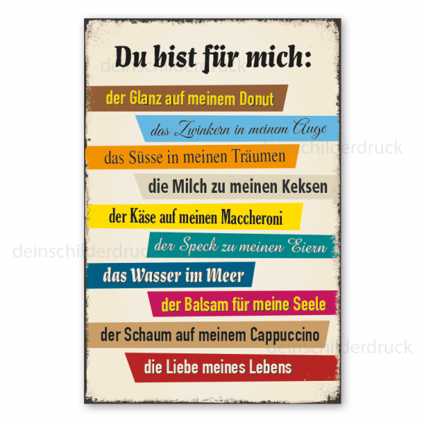 Retro Schild Du bist für mich