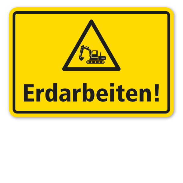 Warnschild Achtung Erdarbeiten