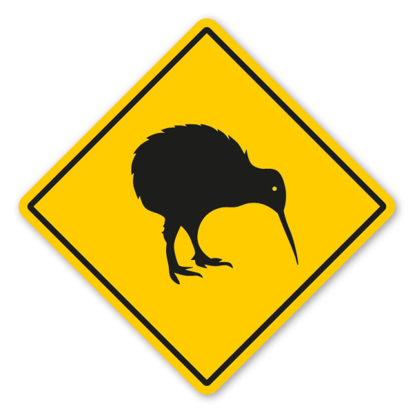 Australisches Warnschild / Verkehrsschild Achtung Kiwis