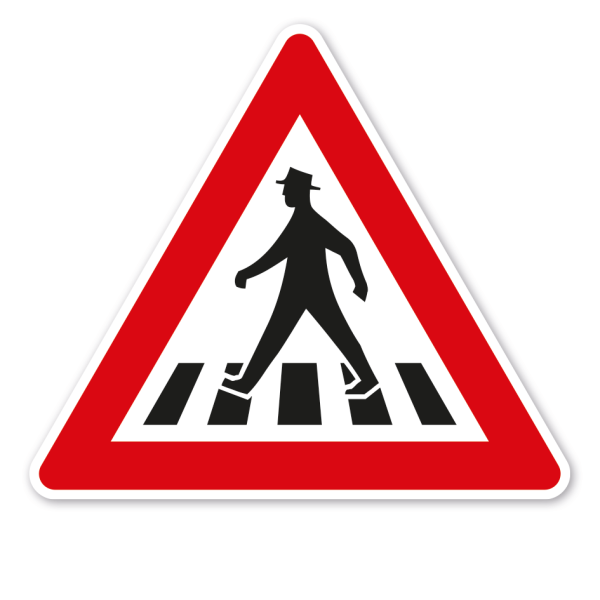 Verkehrsschild Achtung Fußgängerüberweg - Aufstellung rechts (alte Ausführung - nicht mehr gültig) – VZ-PR-232