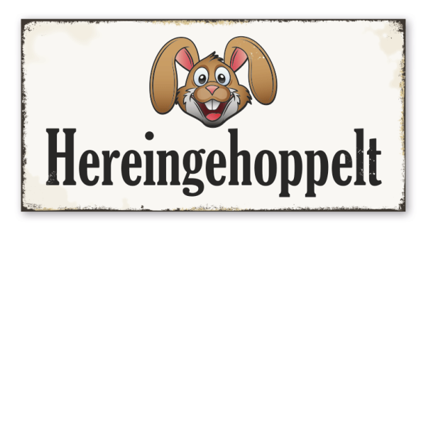 Retro Schild Hereingehoppelt