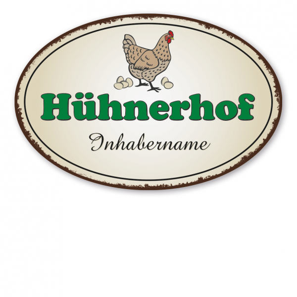 Verkaufsschild / Hofschild Hühnerhof - mit Ihrem Namen - Hühnerschild
