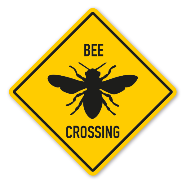 Warnschild Bee crossing - mit und ohne Text