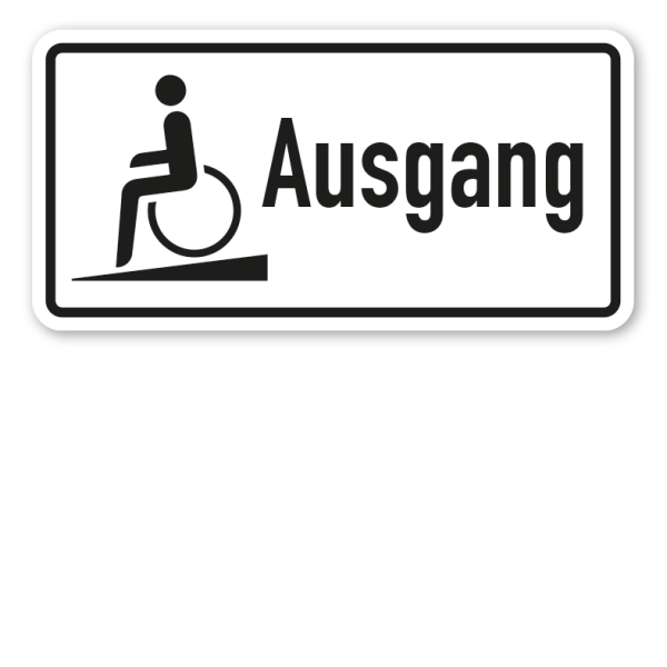 Hinweisschild Barrierefreier Ausgang - Behindertensymbol mit Rampe