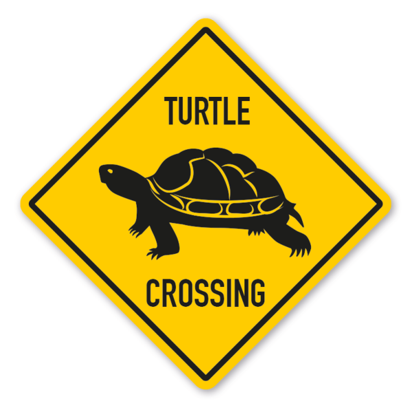 Warnschild Turtle crossing - mit und ohne Text