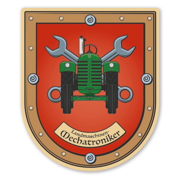 Maibaumschild / Zunftwappen Landmaschinen-Mechatroniker - Landmaschinen-Mechaniker - mit Zunftnamen oder Ihrem Wunschtext - Wappen B
