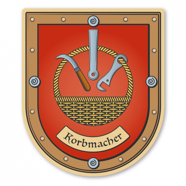 Maibaumschild / Zunftwappen Korbmacher - Korbflechter - mit Zunftnamen oder Ihrem Wunschtext - Wappen B