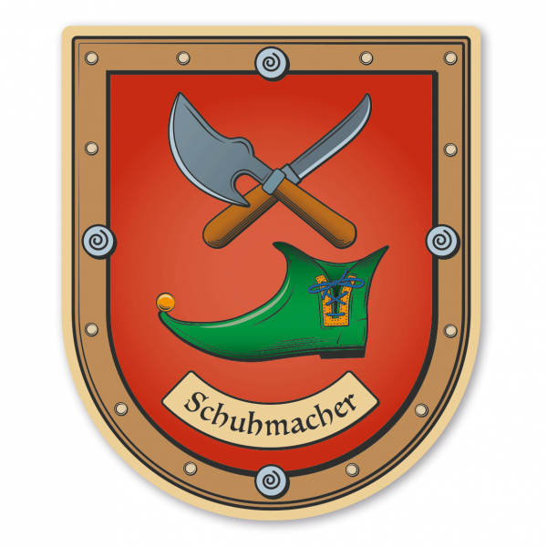 Maibaumschild / Zunftwappen Schuhmacher - ohne Pfeil - mit Zunftnamen oder Ihrem Wunschtext - Wappen B