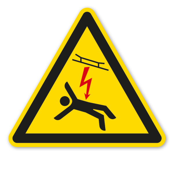 Warnzeichen Warnung vor elektrischer Oberleitung - Hochspannung