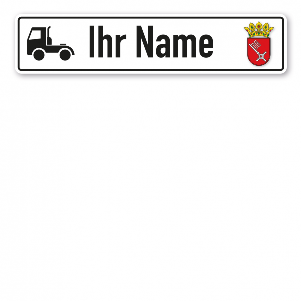Truck / LKW - Schild mit Wunschtext und Bundeslandwappen - Bremen
