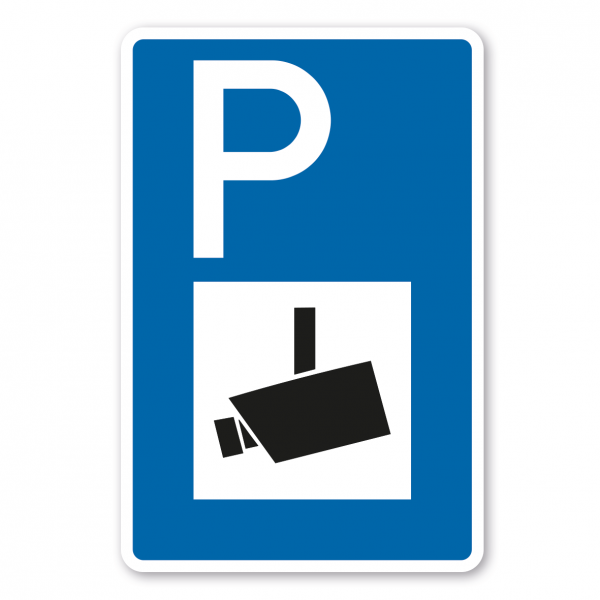Parkplatzschild Videüberwacht – mit großem Piktogramm - Verkehrsschild