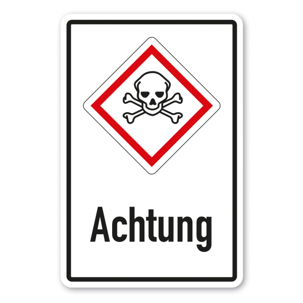 Gefahrgutschild Achtung - Totenkopf mit gekreuzten Knochen - giftig - Kombi  – GHS-06