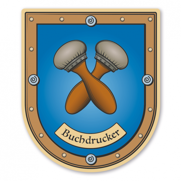Maibaumschild / Zunftwappen Buchdrucker mit Zunftnamen oder Ihrem Wunschtext - Wappen B