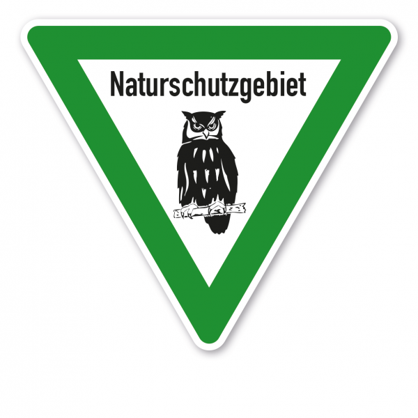 Verkehrsschild Naturschutzgebiet - Eule mit Text – VZ-PR-11