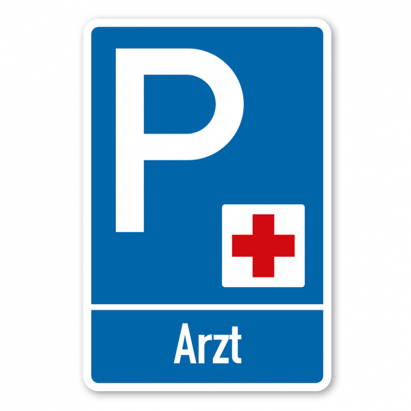 Parkplatzschild Arzt - einzeilig mit kleinem Piktogramm - Verkehrsschild