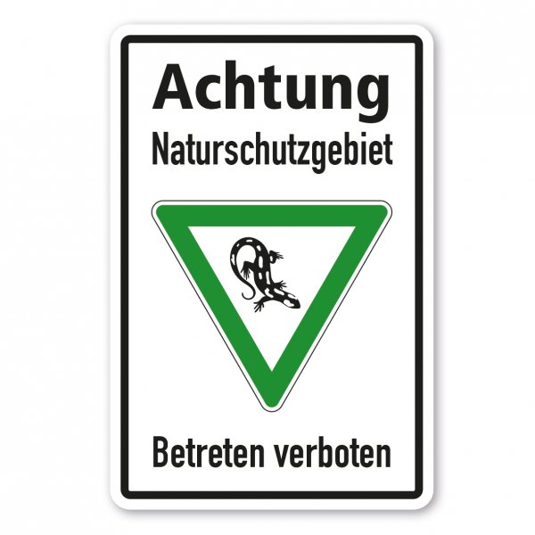 Hinweisschild Achtung Naturschutzgebiet – Betreten verboten - Salamander - Kombi