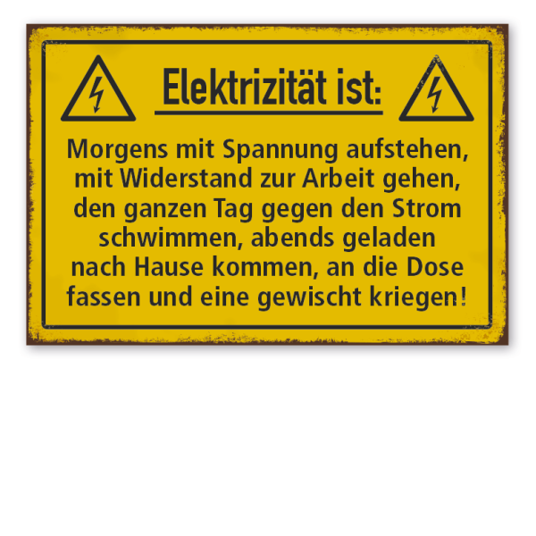 Retro Schild Erklärung der Elektrizität