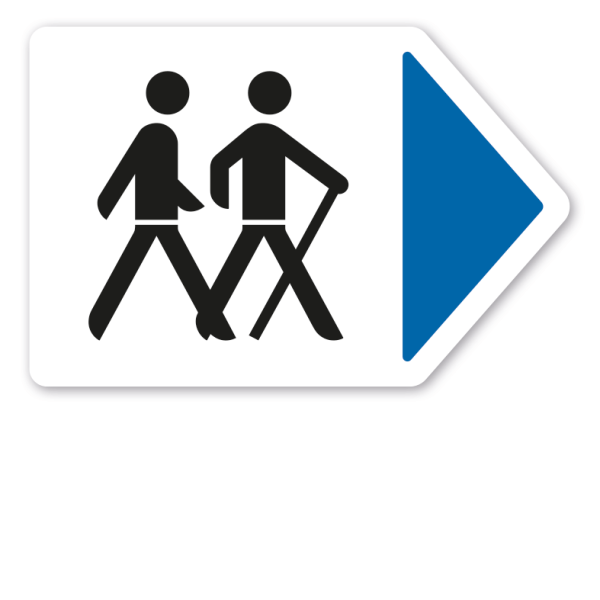 Pfeilschild zur Kennzeichnung von Wanderwegen in 7 Farben – rechtsweisend