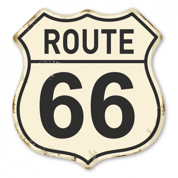 Retroschild/Vintage-Straßenschild Route 66 in 3 Farbvarianten
