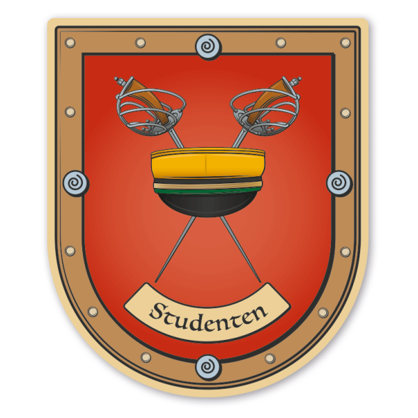 Maibaumschild / Zunftwappen Studenten - mit Zunftnamen oder Ihrem Wunschtext - Wappen B