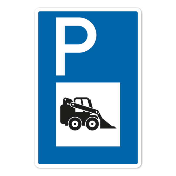 Parkplatzschild Kompakt-Radlader-Bagger – mit großem Piktogramm - Verkehrsschild