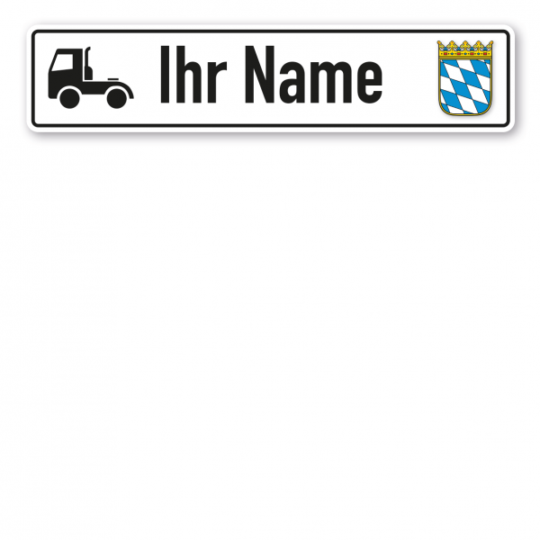 Truck / LKW - Schild mit Wunschtext und Bundeslandwappen - Bayern