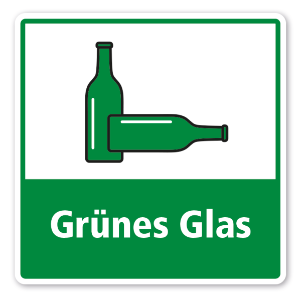 Schild zur Abfalltrennung - Grünes Glas