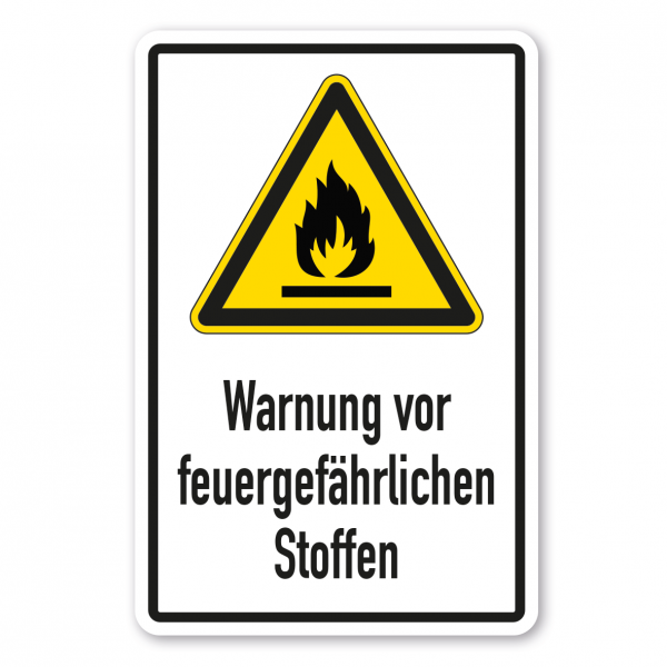 Warnschild Warnung vor feuergefährlichen Stoffen - Kombi - ISO 7010 - W0021-K