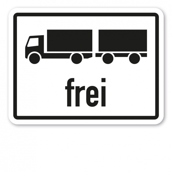 Zusatzzeichen Lastkraftwagen mit Anhänger frei - Verkehrsschild VZ-1024-13