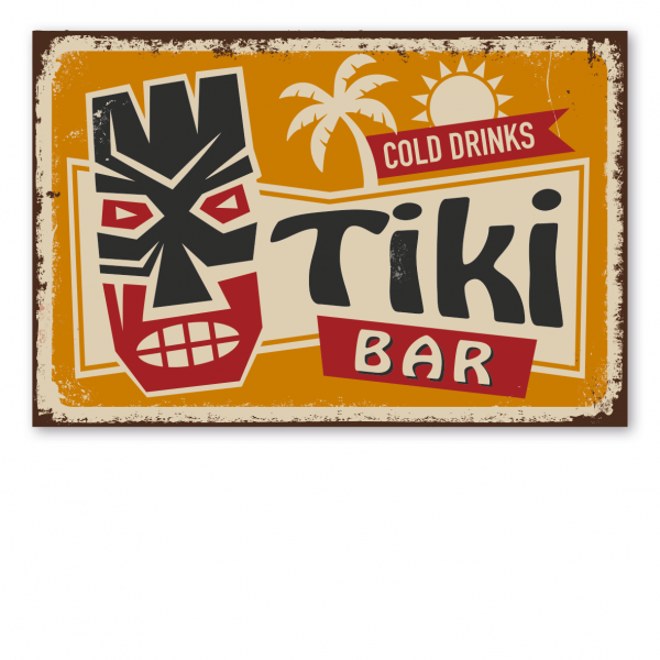 Retroschild / Vintage-Schild Tiki Bar - Cold Drinks