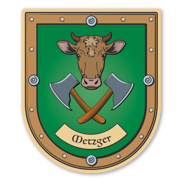 Maibaumschild / Zunftwappen Metzger mit Zunftnamen oder Ihrem Wunschtext - Wappen B
