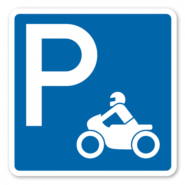 Parkplatzschild Motorräder - quadratisch mit Piktogramm - Verkehrsschild