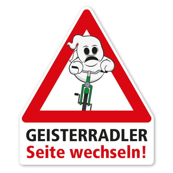 Warnschild Achtung - Geisterradler Seite wechseln - mit Verkehrszeichen - VZ-K-156