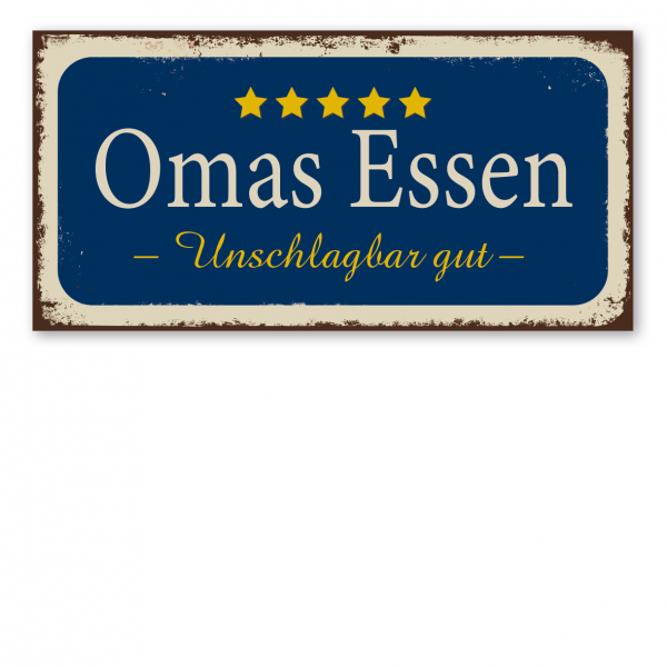 Retroschild / Vintage-Schild Omas Essen - Unschlagbar gut