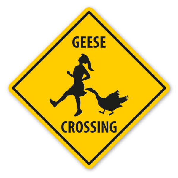 Warnschild Geese (Gänse) crossing - mit und ohne Text