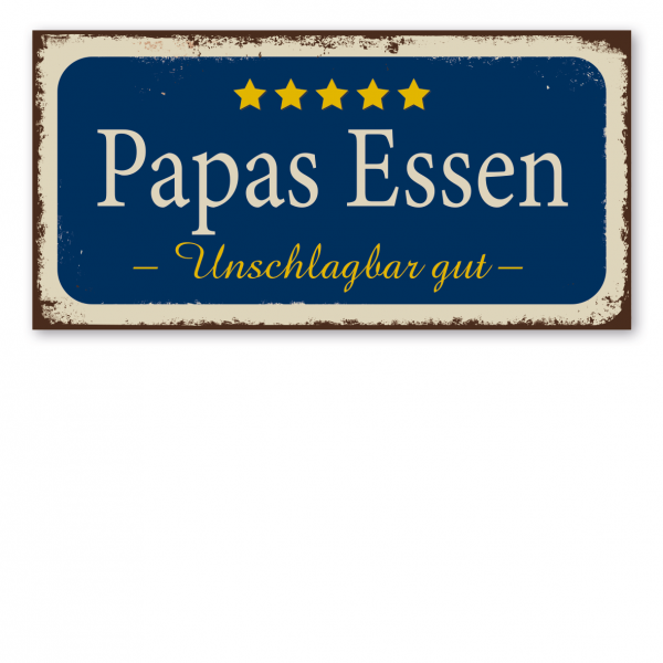 Retroschild / Vintage-Schild Papas Essen - Unschlagbar gut